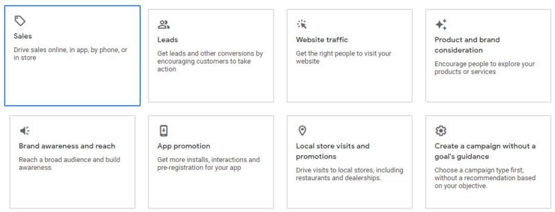 google ads objectives